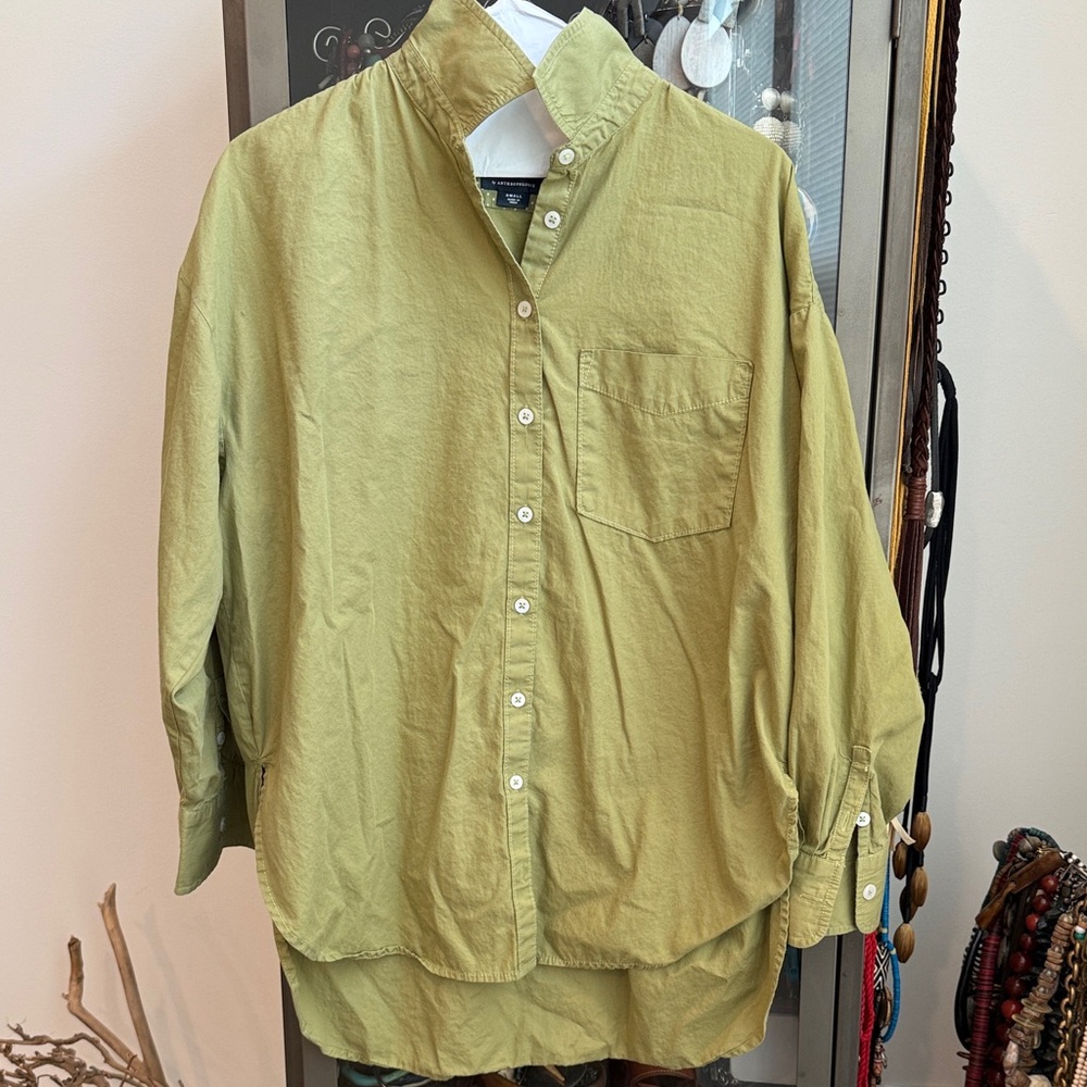Maeve/ Anthropologie Bennett Button Down, light olive green, Small